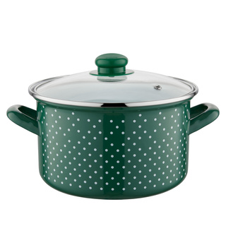 Garnek emaliowany na indukcję Emalia Polska Pleszew Retro 20 cm 4,1 l zielony 