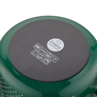 Garnek emaliowany na indukcję Emalia Polska Pleszew Retro 22 cm 5,3 l zielony 