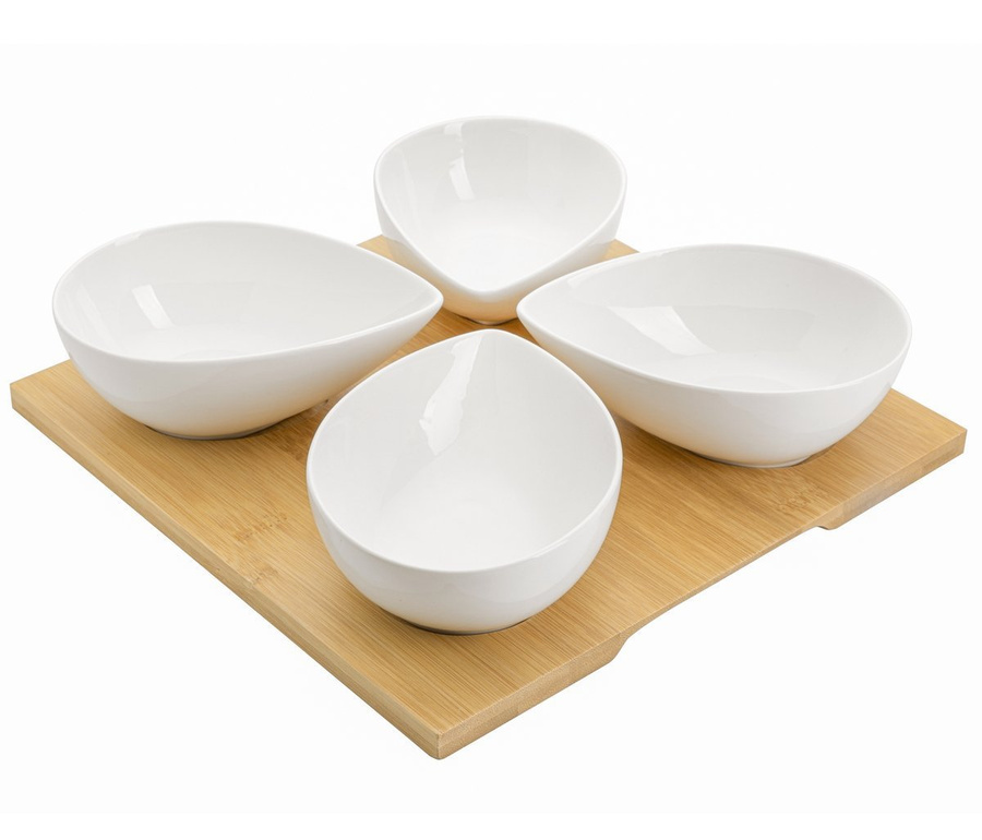 Miseczki do dipów Adria łezka kpl 4 szt. na podstawce 15cm Florina