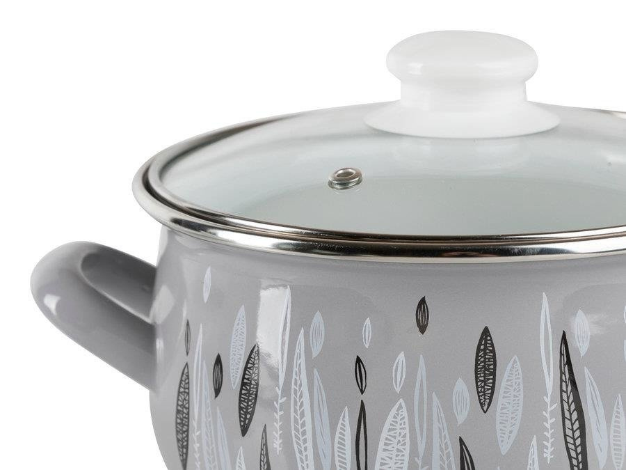 Garnek emaliowany Emalia Polska Pleszew Autumn Pyza 18 cm 2,8 l szary