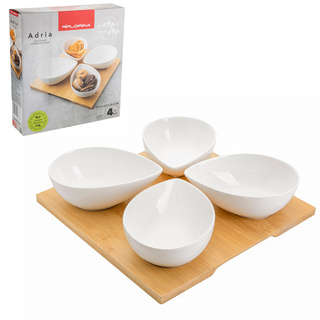 Miseczki do dipów Adria łezka kpl 4 szt. na podstawce 15cm Florina