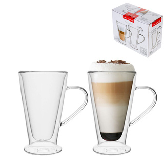 Szklanki termiczne z uchem stożek double wall Florina Malachit 2 sztuki 400 ml