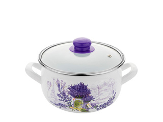Garnek emaliowany na indukcję Emalia Polska Pleszew Trawy Lawendy 16 cm 2,2 l