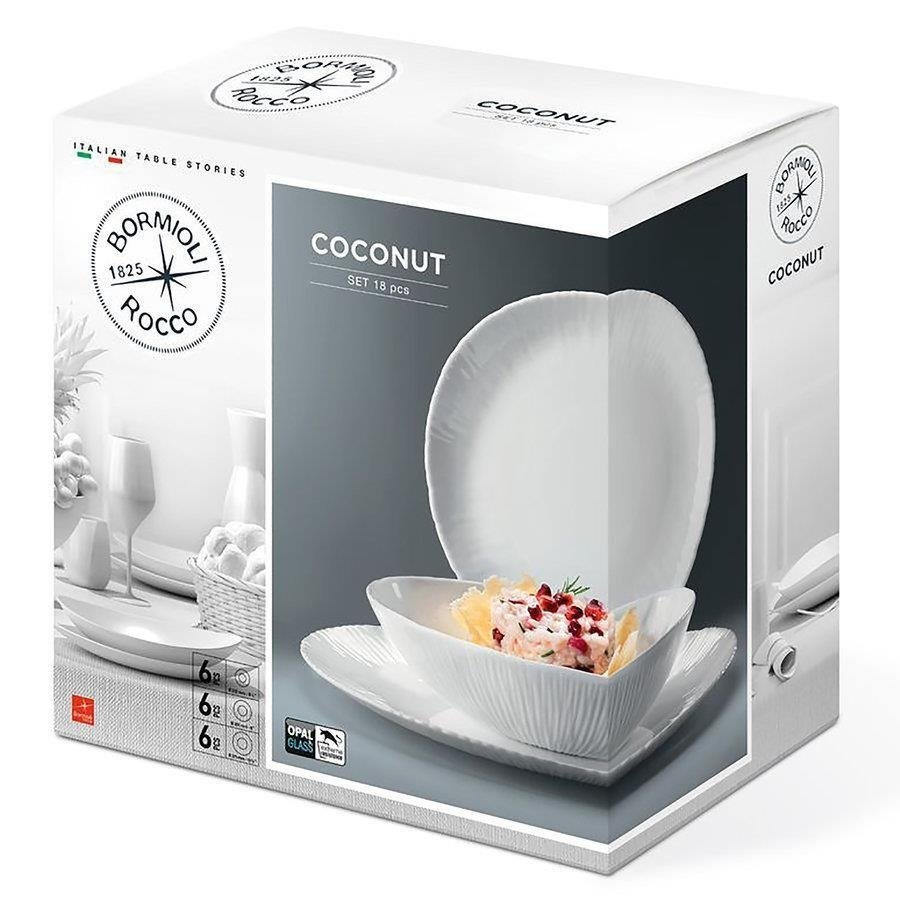 Talerze obiadowe Bormioli Rocco Coconut dla 6 osób 18 elementów