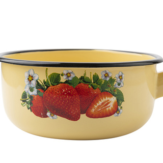 Rondel emaliowany na indukcję i gaz Emalia Polska Pleszew Truskawka 16 cm 1,3 l