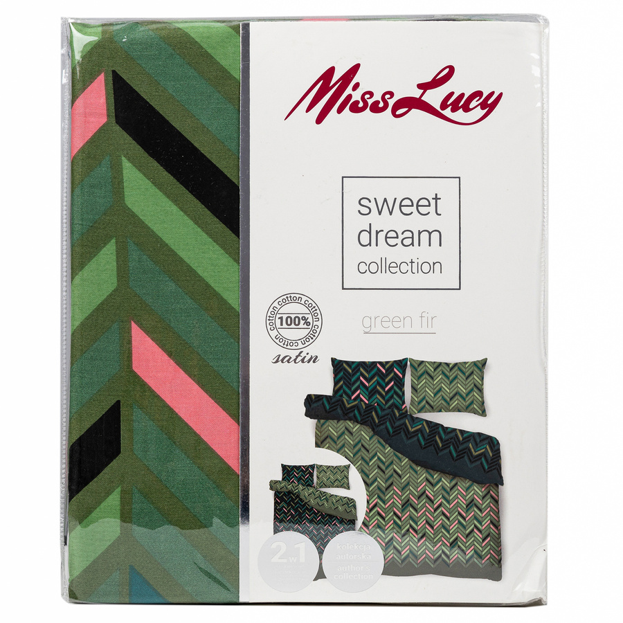 Komplet pościeli Miss Lucy Sweet Dream Green Fir 160x200 cm 2x70x80 cm