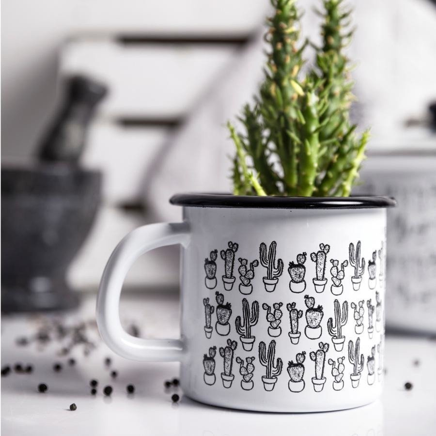 Kubek emaliowany Emalia Polska Pleszew Cactus 9 cm 0,55 l