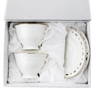 Filiżanki porcelanowe ze spodkami Sima Florina 220 ml 2 sztuki