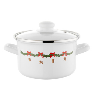 Garnek emaliowany świąteczny Emalia Polska Pleszew Santa Love 16 cm 2,2 l