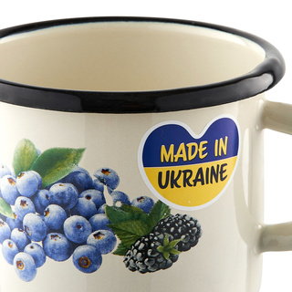 Kubek emaliowany na indukcję i gaz Emalia Polska Pleszew Borówka 9 cm 500 ml