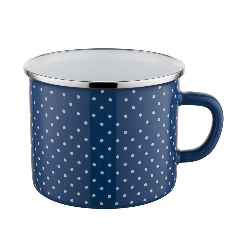 Kubek emaliowany na indukcję Emalia Polska Pleszew Retro 14 cm 1,7 l granatowy 