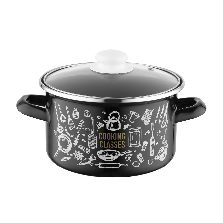 Garnek Emaliowany prosty Kitchen Black 18cm 3l