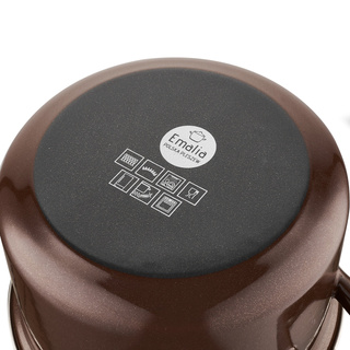 Garnek emaliowany na gaz i indukcję Emalia Polska Pleszew Marigold z pokrywką brązowy 20 cm 3,7 l