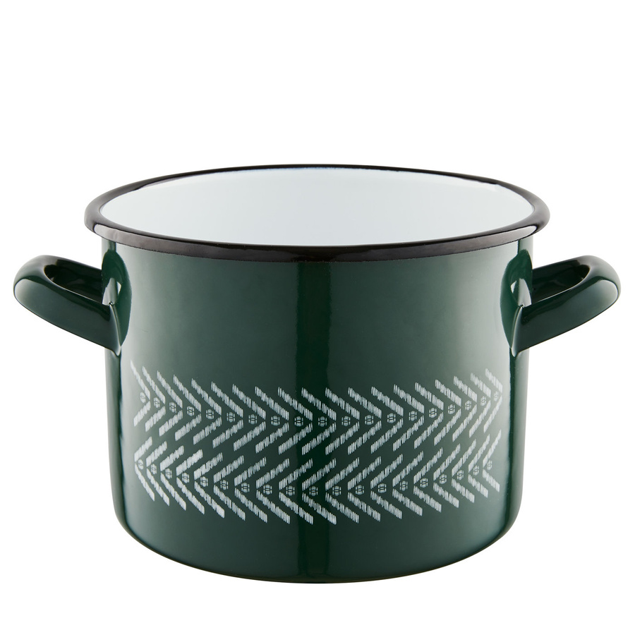 Garnek emaliowany na indukcję Emalia Polska Pleszew Boho 18 cm 3,2 l zielony 