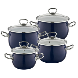 Zestaw 4 garnków emaliowanych Emalia Polska Pleszew Berry granatowy