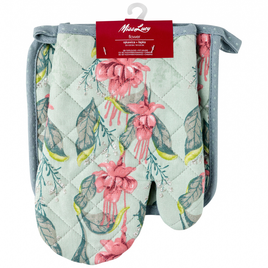Rękawica kuchenna i łapka kuchenna Miss Lucy Flower 18x25 cm; 20x20 cm