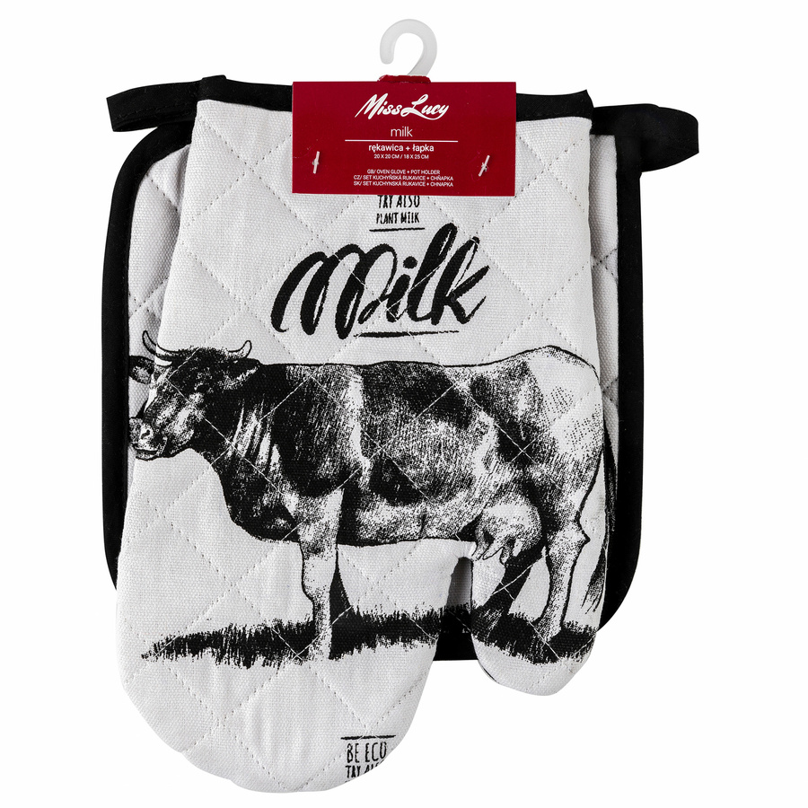 Rękawica kuchenna i łapka kuchenna Miss Lucy Milk 18x25 cm; 20x20 cm