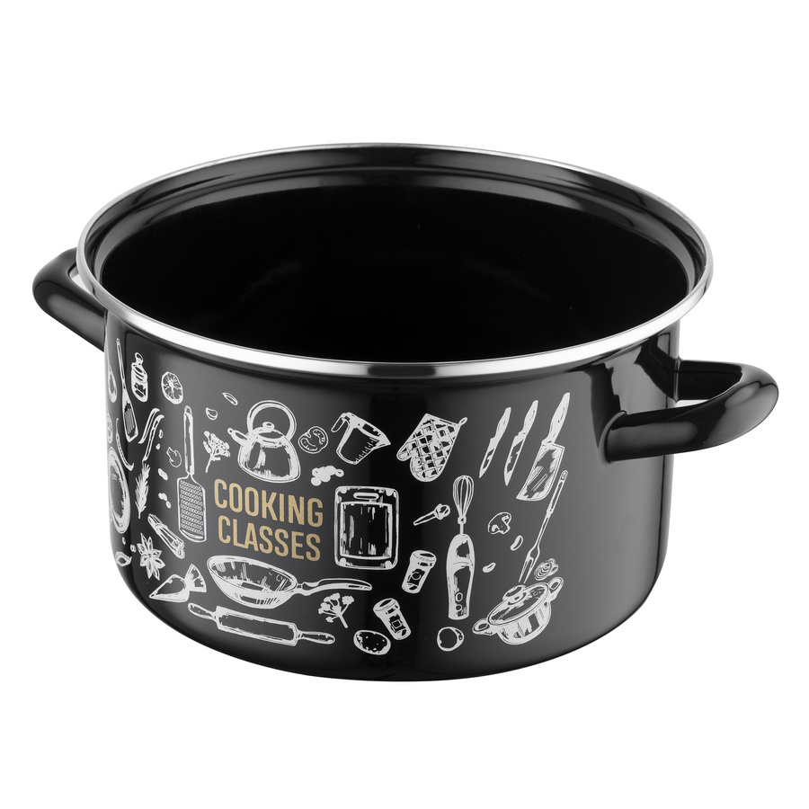 Garnek emaliowany prosty Kitchen Black 22cm 5,3L