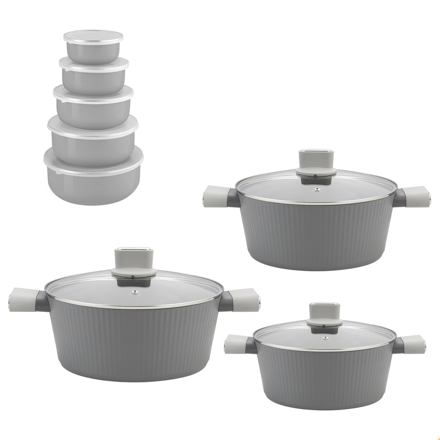 Zestaw garnków Florina Serrano + komplet pojemników emaliowanych Florina 