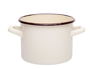 Garnek emaliowany Emalia Polska Pleszew gładki bez pokrywki 16 cm 2,5 l kremowy