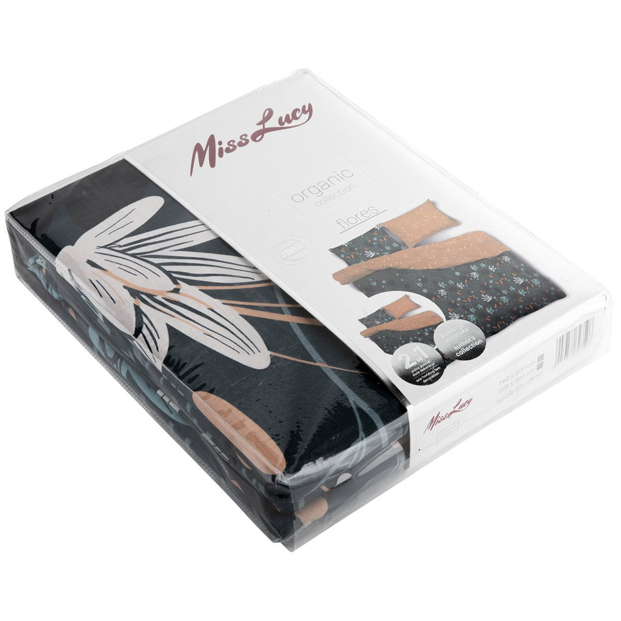 Komplet pościeli Miss Lucy Organic Flores 160 x 200 cm / 2 x 70 x 80 cm bawełna