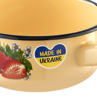 Rondel emaliowany na indukcję i gaz Emalia Polska Pleszew Truskawka 16 cm 1,3 l