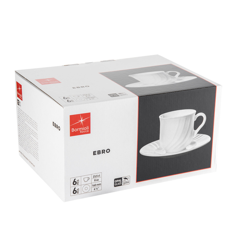 Filiżanki ze spodkiem Bormioli Rocco Ebro 235 ml 6 sztuk 12 elementów