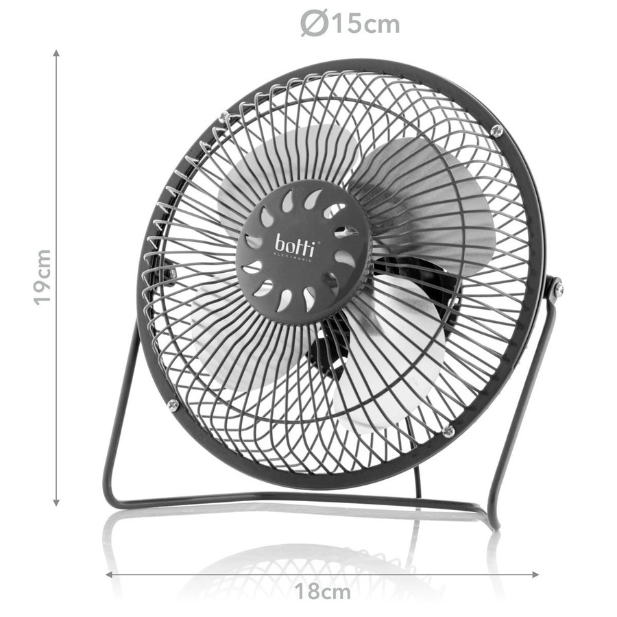 Mini wentylator biurkowy USB Botti Electronic Zeffir czarny 15 cm moc 2,5 W