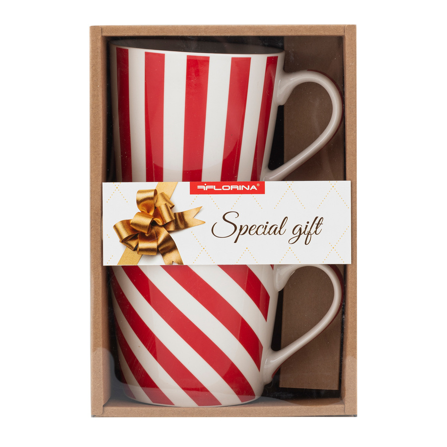 Zestaw kubków prezentowych Florina Scarlet White 400 ml