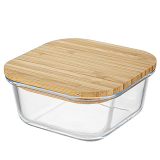 Szklany pojemnik z bambusową pokrywką do przechowywania żywności Florina Clavato 770 ml
