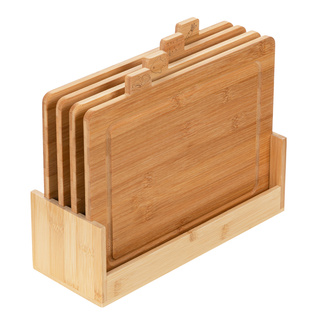 Zestaw 4 desek kuchennych bambusowych ze stojakiem Florina Chef