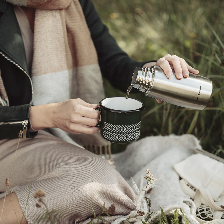 Kubek emaliowany Emalia Polska Pleszew Boho 12 cm 1,24 l zielony