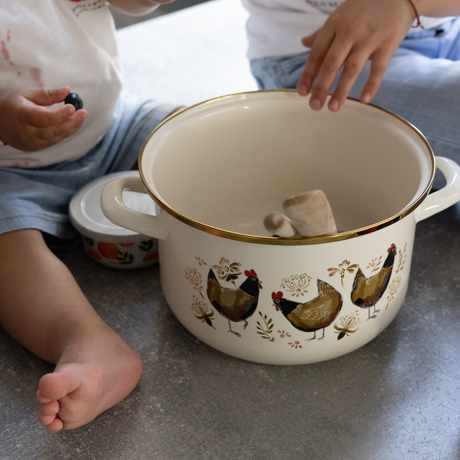 Garnek emaliowany złota kurka 18 cm 3 l