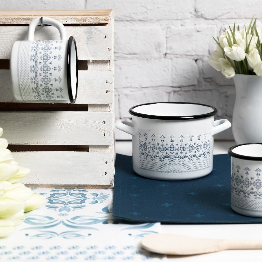 Garnek emaliowany Emalia Polska Pleszew Majolica 16cm 2,2 l