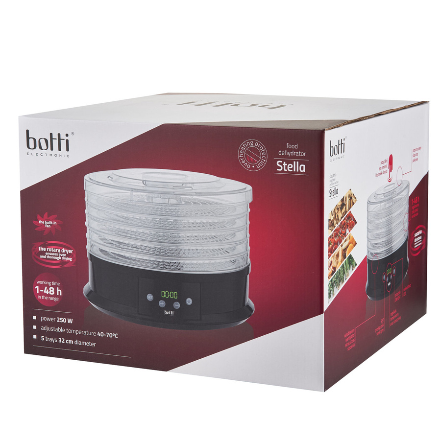 Obrotowa suszarka spożywcza do grzybów, owoców i warzyw Botti Electronic Stella 250 W
