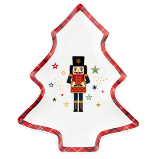 Talerz do serwowania w kształcie choinki Nutcracker Dziadek do orzechów 29x24cm