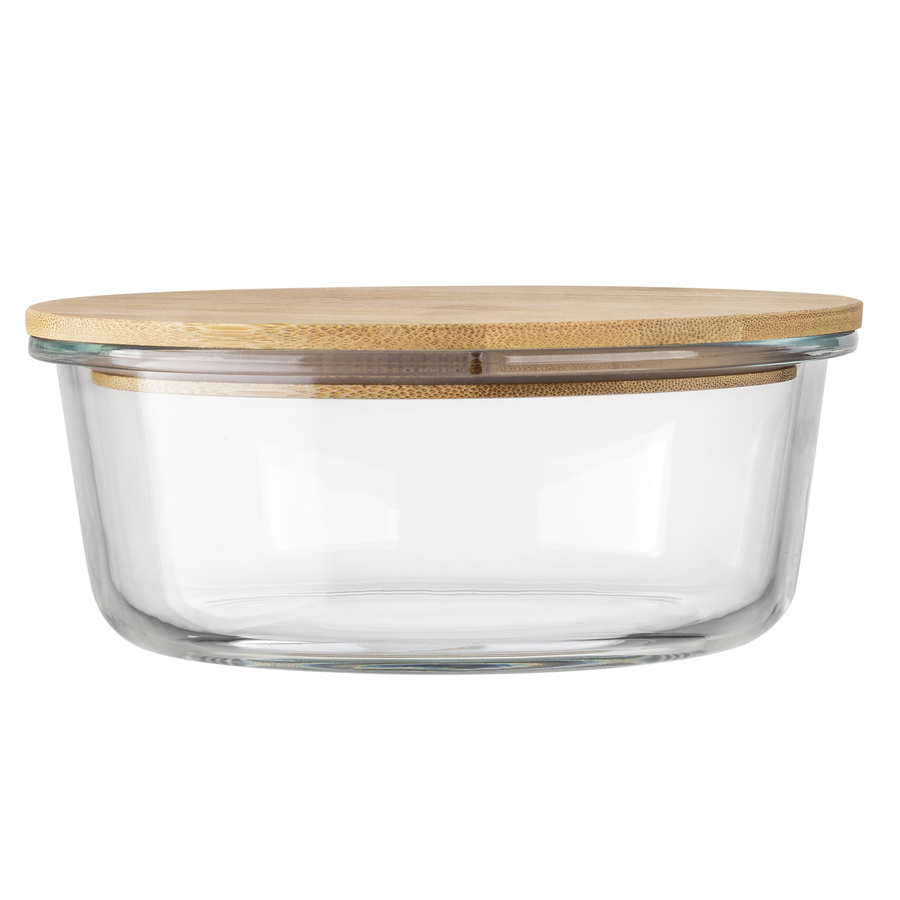 Szklany pojemnik z bambusową pokrywką Florina Clavato 1300 ml okrągły