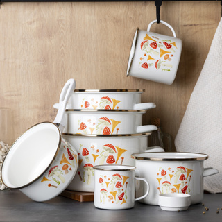 Garnek emaliowany Emalia Polska Pleszew Grzybki 16 cm 2 l