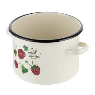 Garnek emaliowany Emalia Polska Pleszew Malina 18 cm 3,2 l kremowy