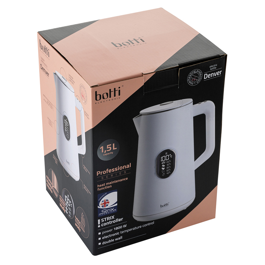 Czajnik elektryczny z regulacją temperatury Botti Electronic Denver 1,5 l biały