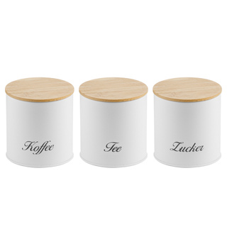 Zestaw kuchenny chlebak i 3 pojemniki – na kawę, herbatę i cukier Florina Elegant biały