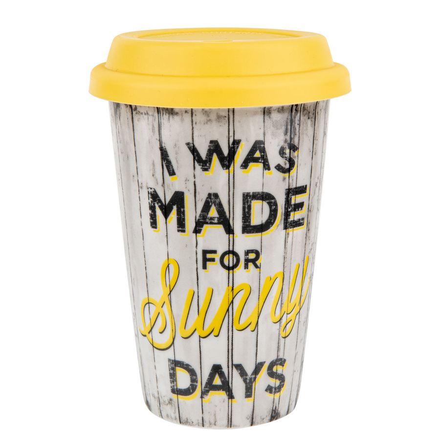 Kubek porcelanowy z silikonową pokrywką Florina Sunshine 380 ml mix wzorów