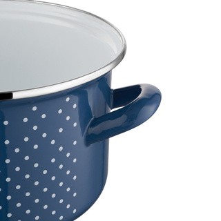 Garnek emaliowany na indukcję Emalia Polska Pleszew Retro 22 cm 5,3 l granatowy