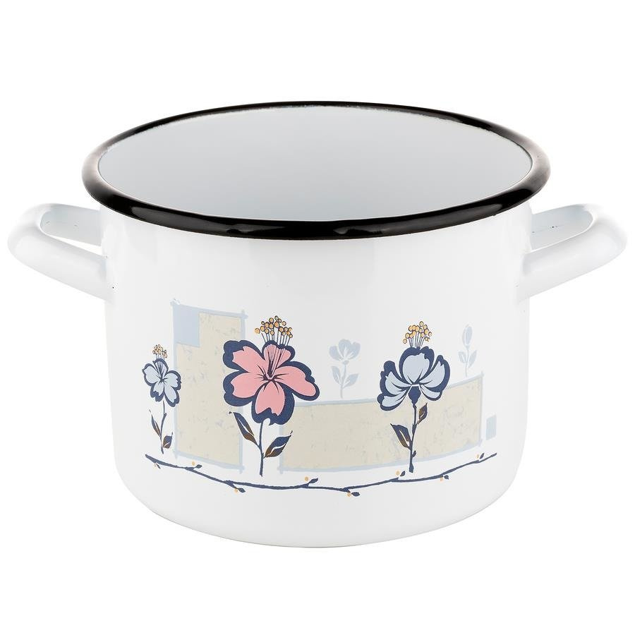 Garnek emaliowany Emalia Polska Pleszew Bratki 2,5 l