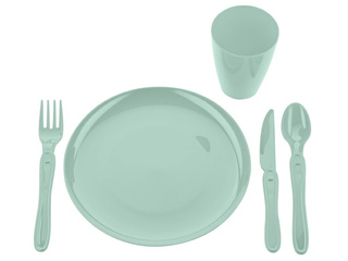 Zestaw piknikowy talerze, kubki, sztućce Praktyczna 21 elementów miętowy