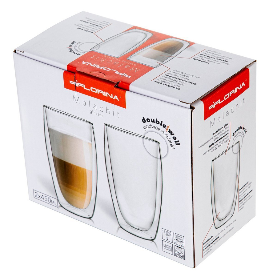 Zestaw 6 sztuk Szklanki termiczne double wall Florina Malachit 450 ml