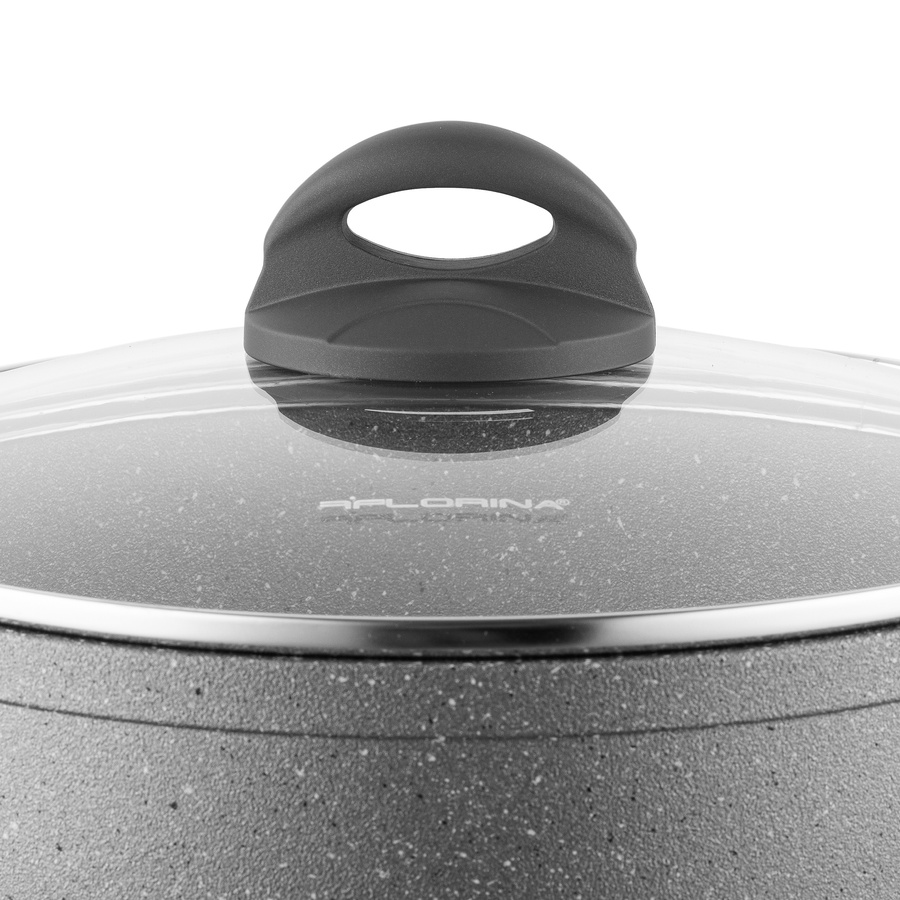 Garnek kamienny z pokrywką na indukcję i gaz Florina Lava Stone 1,6 l 18 cm szary