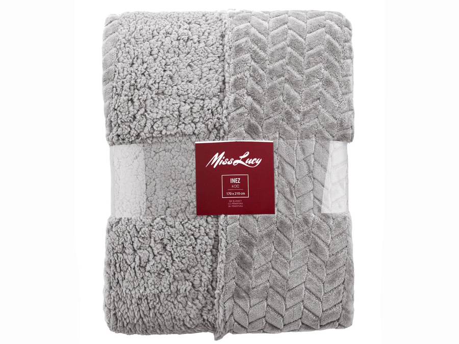 Koc sherpa Miss Lucy Inez 170x210 jasnoszary