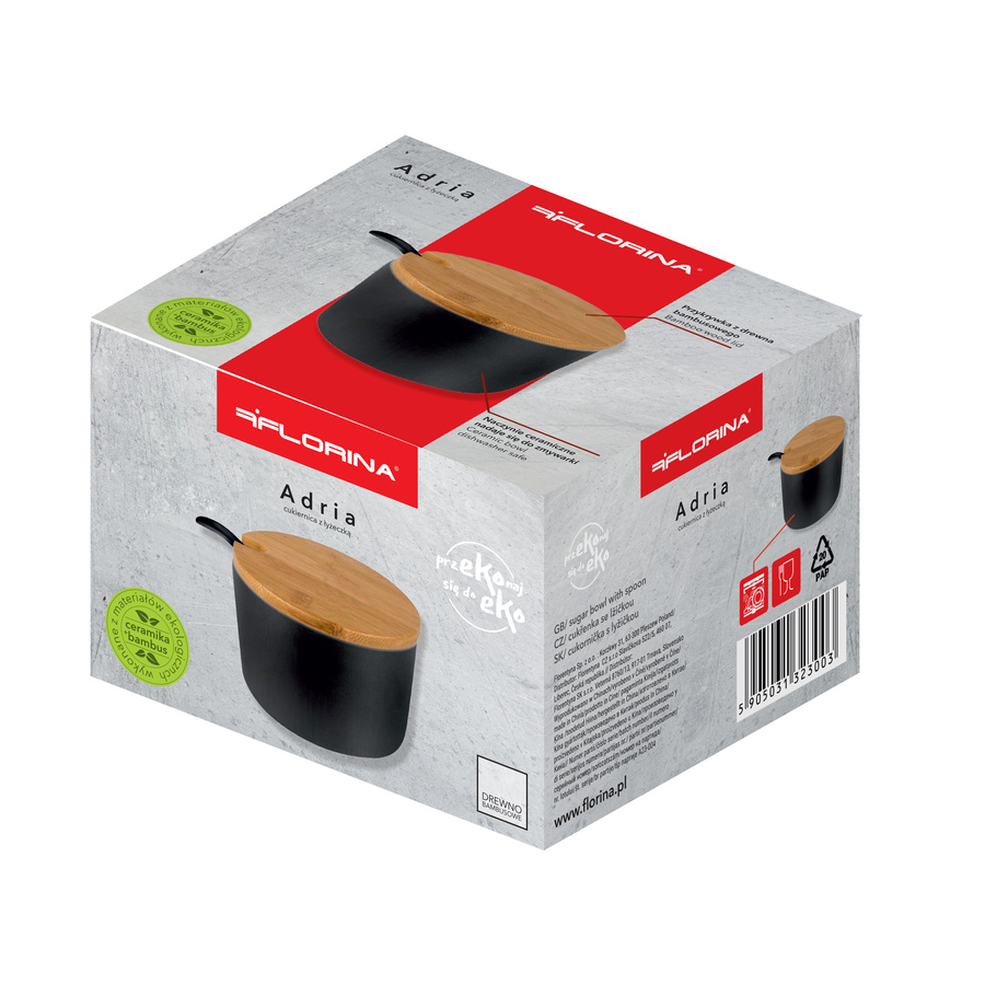 Cukiernica z łyżeczką Florina Adria 10x7 cm czarna