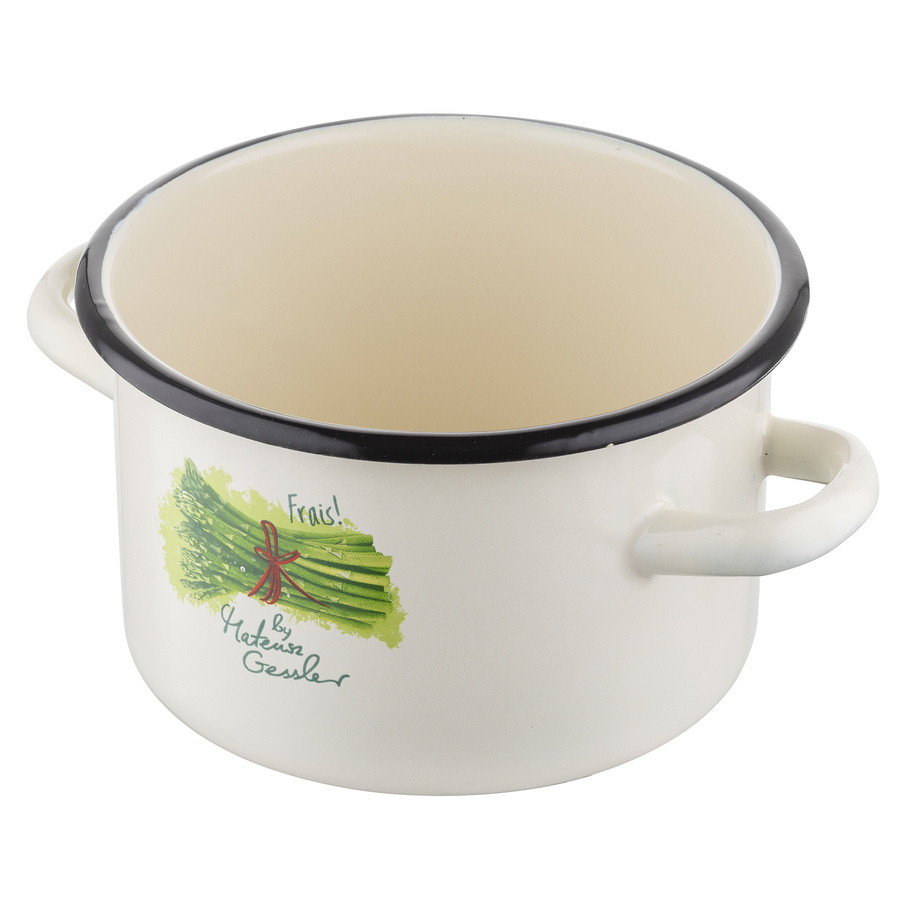 Garnek emaliowany Emalia Polska Pleszew Szparagi by Mateusz Gessler 16 cm 2,3 l